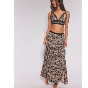 Free People Black and Tan Floral Maxi Set